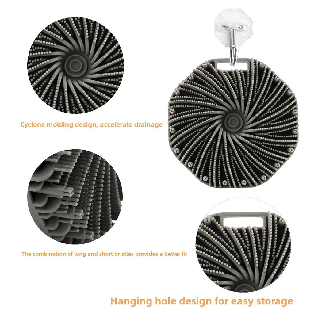 Silicone Shower Brush with Handle Exfoliating Body Scrubber Back Massage Brush (Wall Mountable)