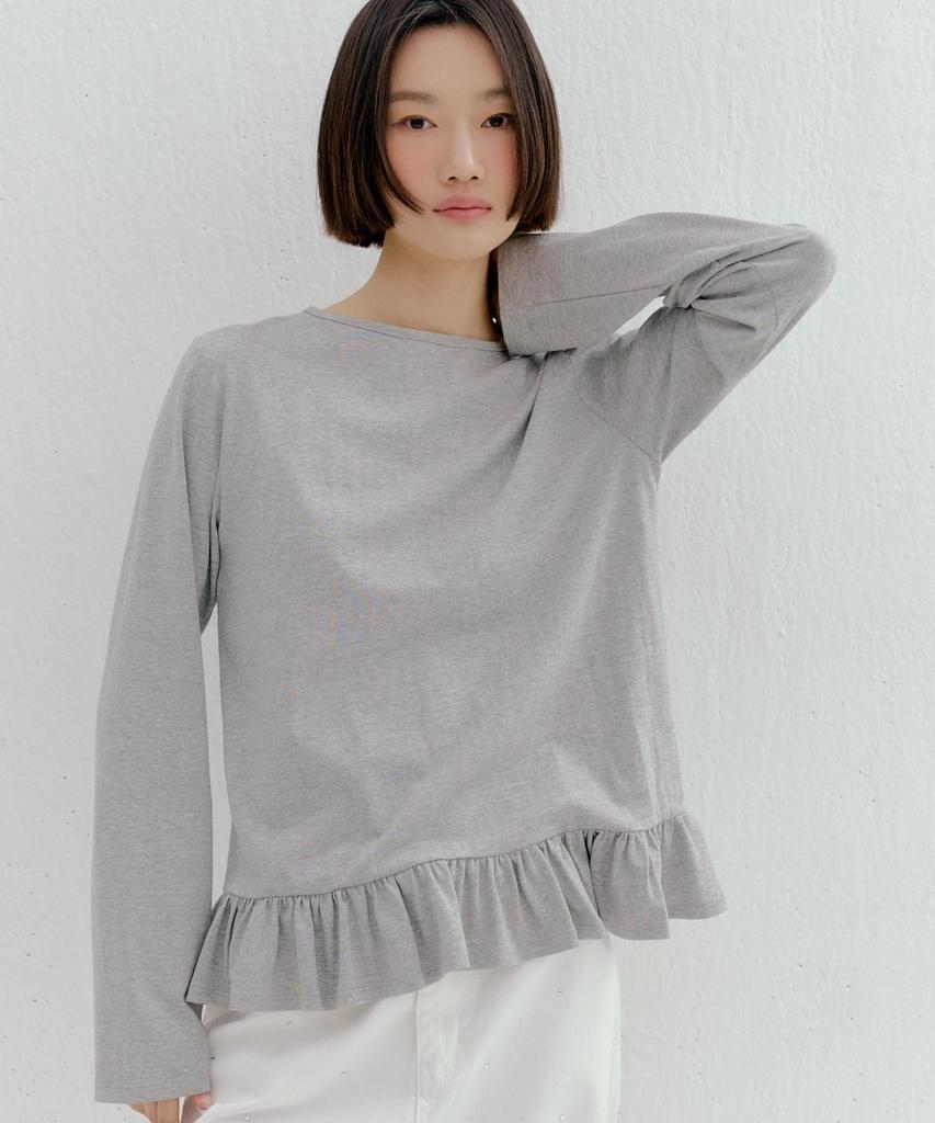 Okuka Layered Frill Top - Gray