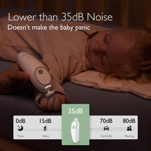 Momcosy Baby Electric Nail File, Gentle Baby Electric Nail Trimmer, Baby Nail Clipper with Night Light, 7 Grinding Head Replacement Pads, Green