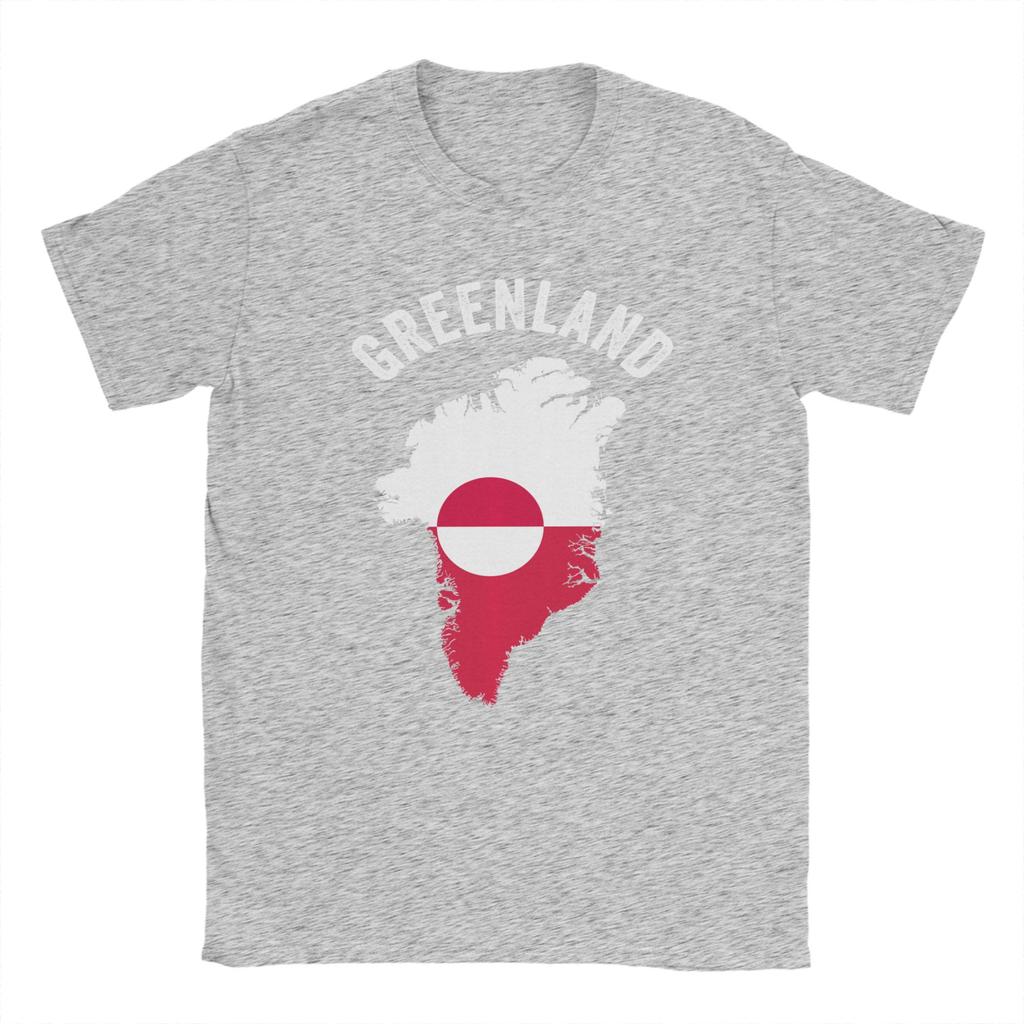 Cool Greenland Flag TShirt Men Round Collar Cotton T Shirts  Short Sleeve Tees Gift Idea Clothing