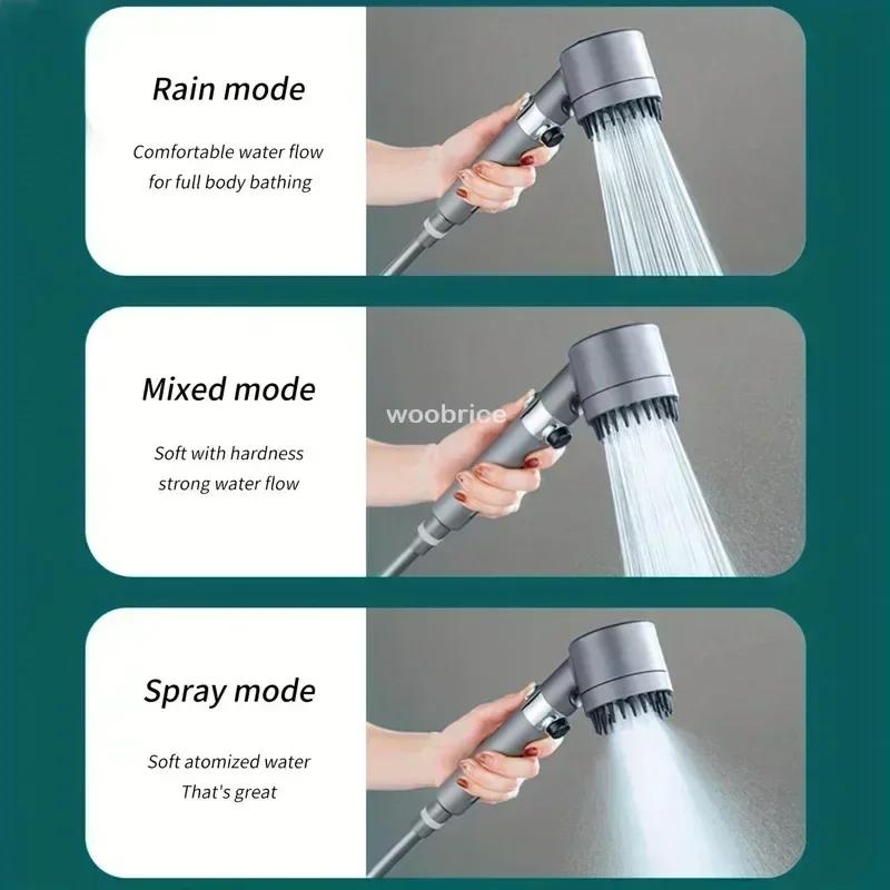 Strong Current Shower Head Powerful High Pressure Shower Head Adjustable Spray Massage Rain Faucet Shower Set Bathroom