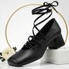 Mature Women Pumps Square Toe High Block Heel Lady Daily Shoes Big Plus Size 48 52
