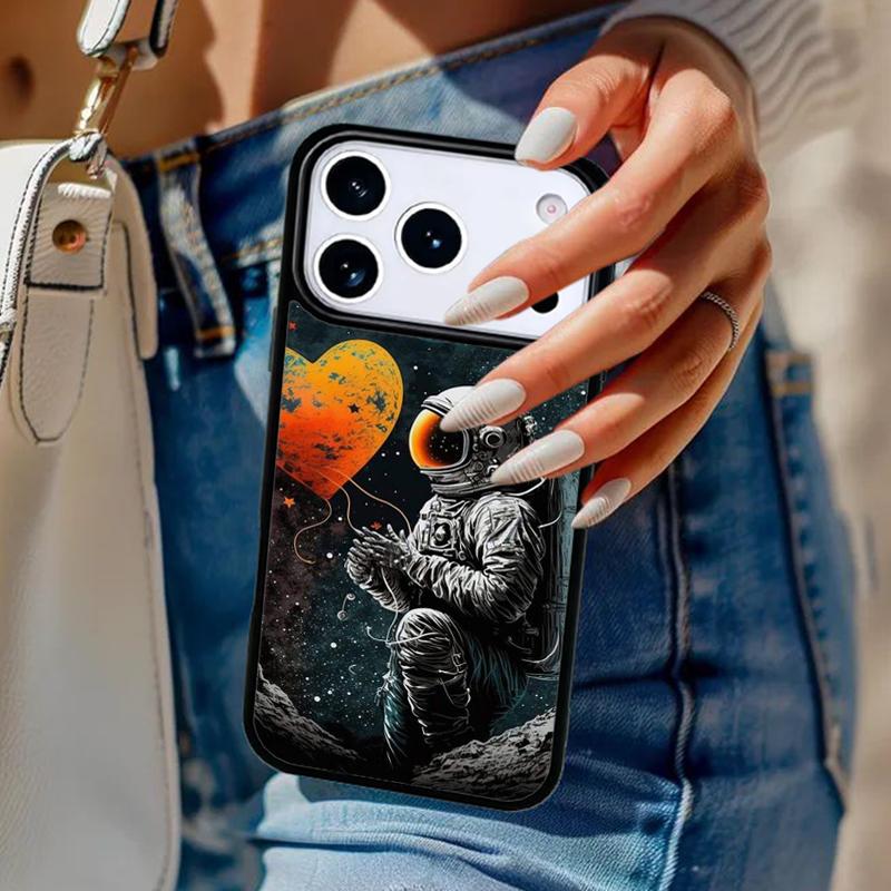Space Moon Astronaut Phone Case For iPhone 17 Air 14 15 13 12 Max Cover For Apple 16e 11 Pro Max Plus Coque