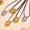 High Polished Geometric Pendant Adjustable Black Rope Stainless Steel Clavicle Necklace Jewelry