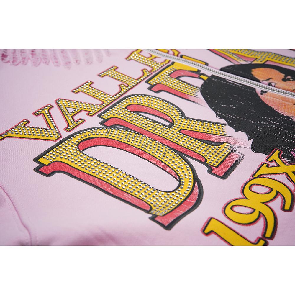 V125 Vale DREAM VALLEY Zip Up Hoodie Hot Stamping Pink Cardigan Sweatshirt