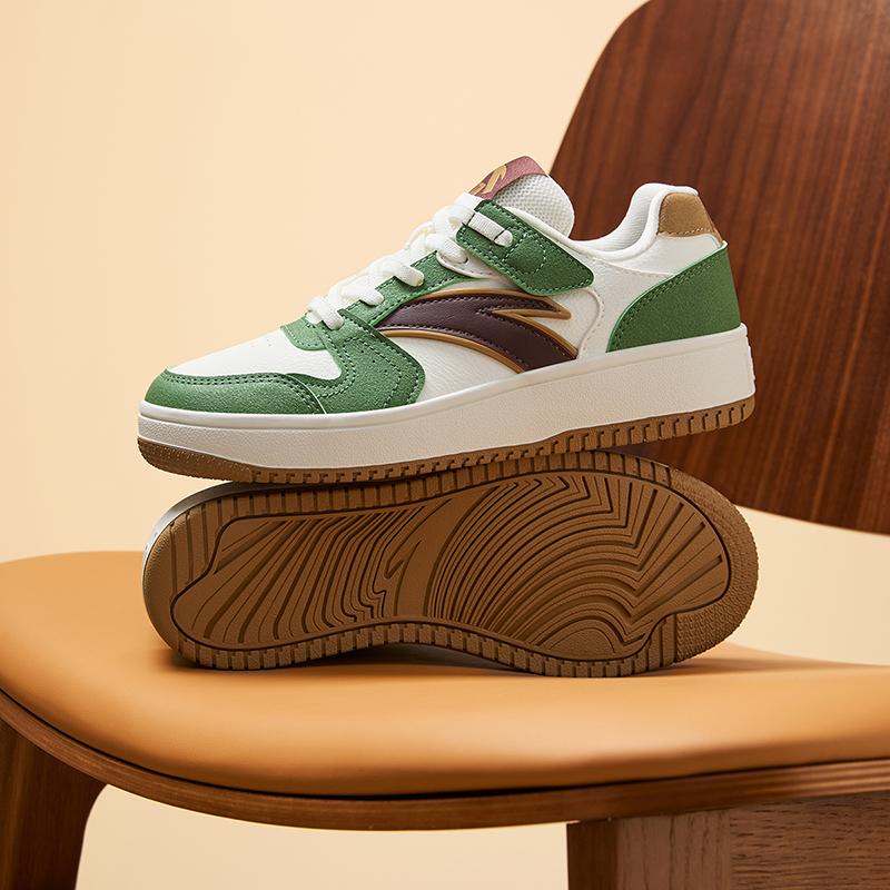 Anta Comfortable Versatile Non-Slip Wear-Resistant Low-Top Kids Skate Shoes Kids Sneakers White Green A12448099-3