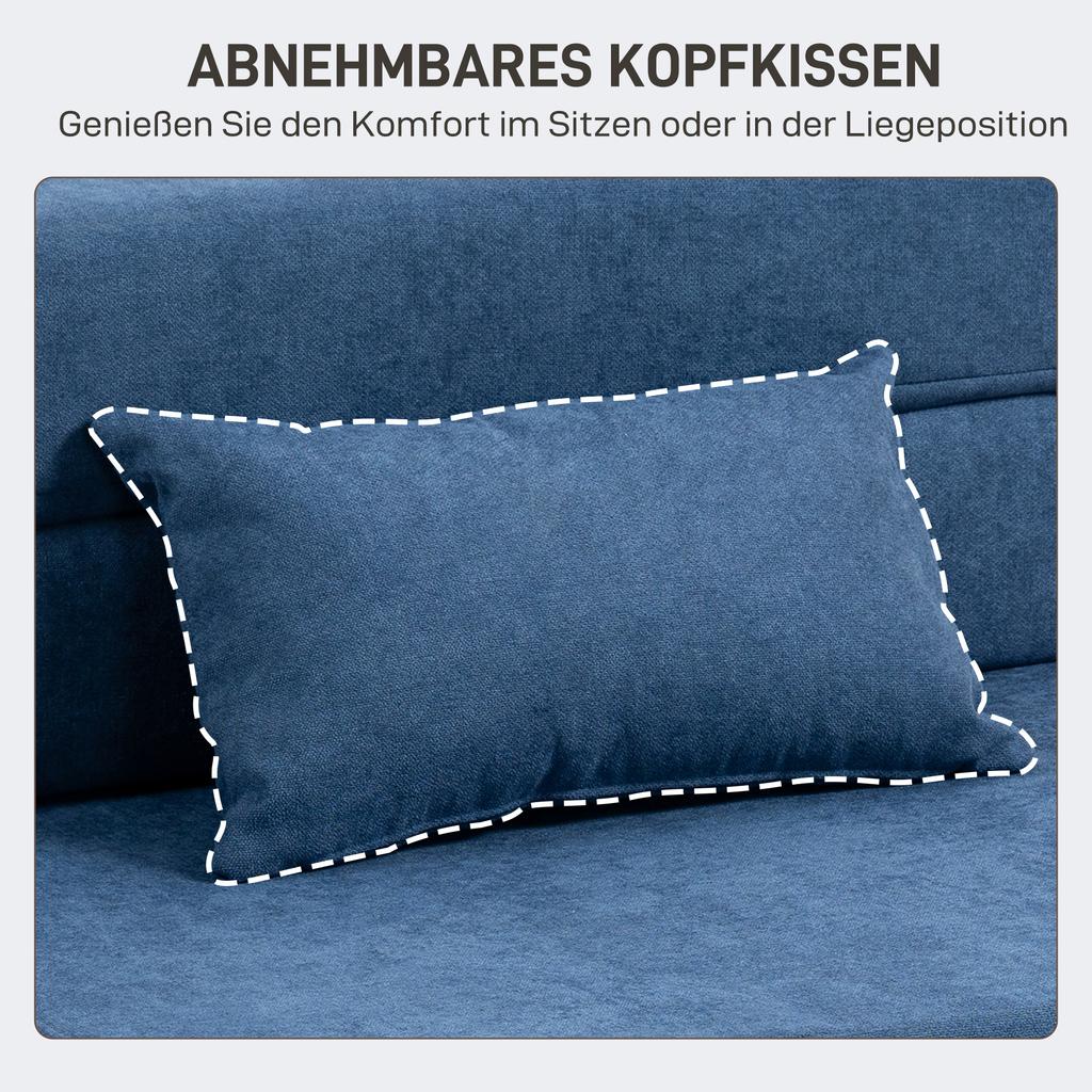 Floor Sofa, Upholstered Couch, Convertible into Mattress, Foam, Cushion, Dark Blue