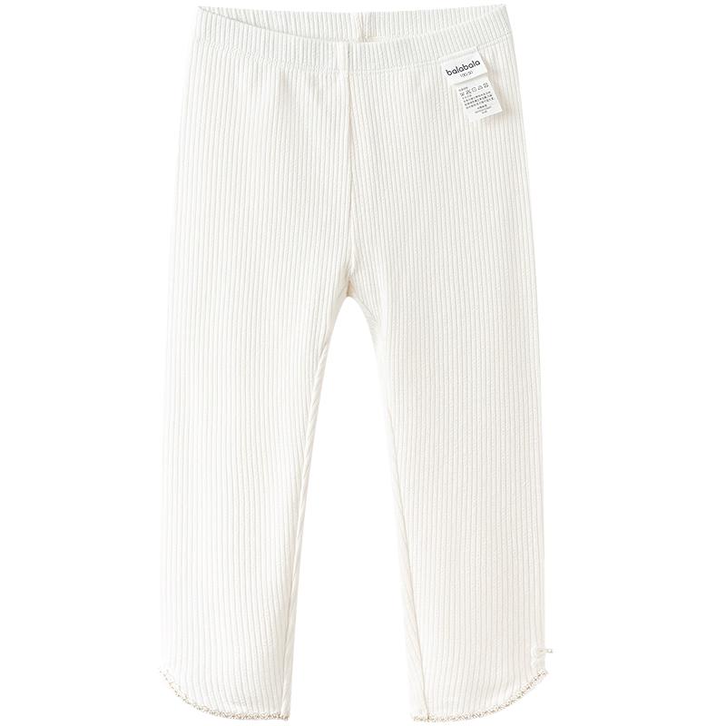 Girls Ribbed Leggings with Lace Trim 120