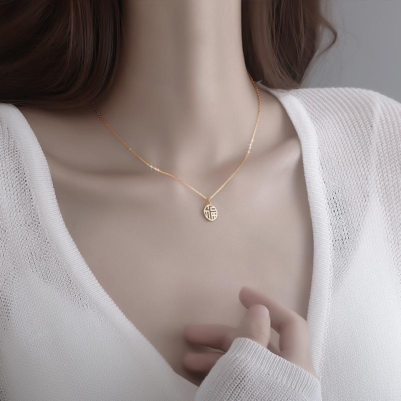 Fuzi Necklace for Women Summer Design and Fashion Fu Brand Simple Collarbone Chain New Style