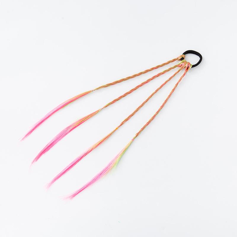 Adorable Princess Twisted Braid Wig Hair Tie - Elastic Ponytail & Fashionable Hair Accessory for Girls