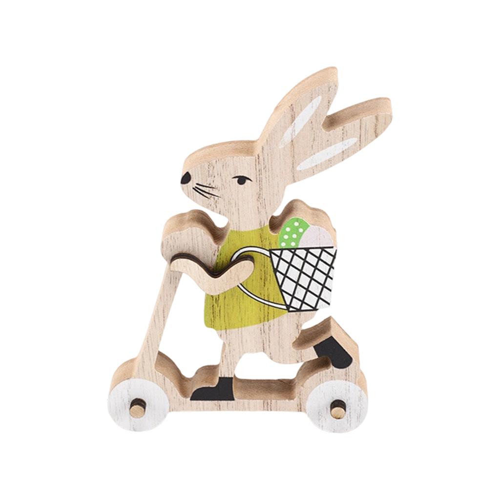 Houten Decoratieve Paasfeest Schattig Rijdend Met Mand Dierlijke Beeldje Houten Ambacht