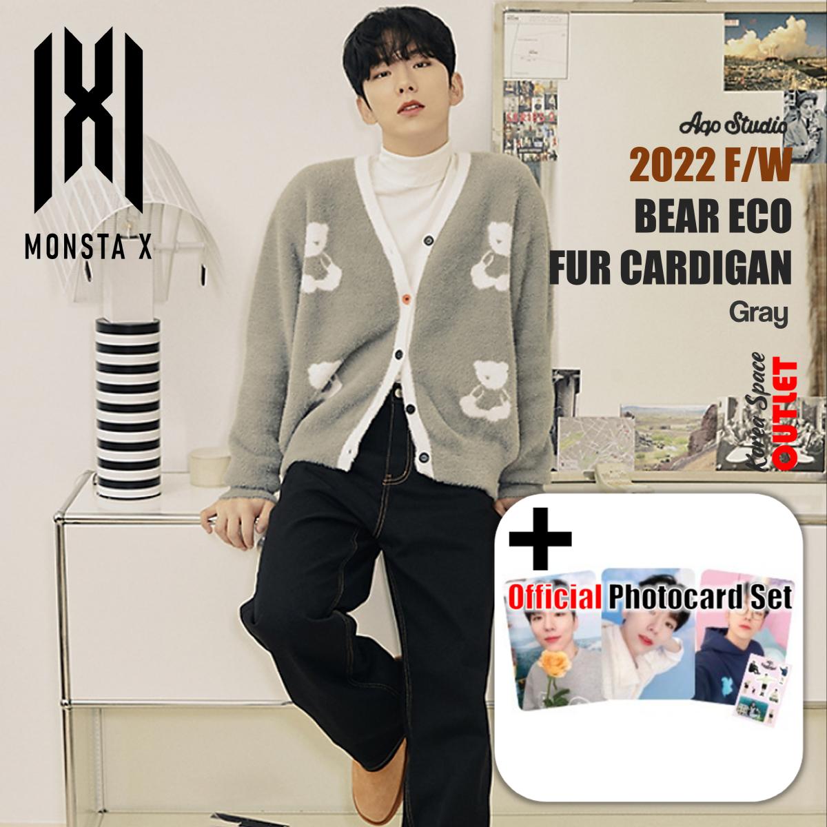 

[MONSTA X] MONSTA X, Kihyun X AQO Studiospace Collaboration, BEAR ECO FUR CARDIGAN GRAY и официальный набор фотокарт