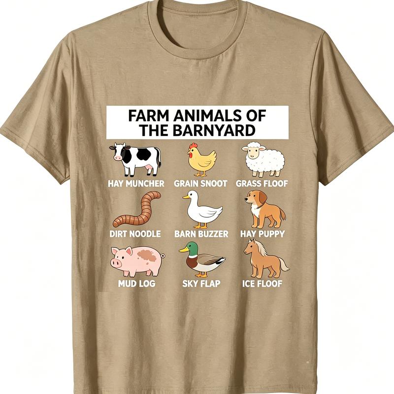 2026 Cool Funny Farm Animal Lover Names Graphic T Shirt Teen Boys Girls Casual Summer Short Sleeve Tee