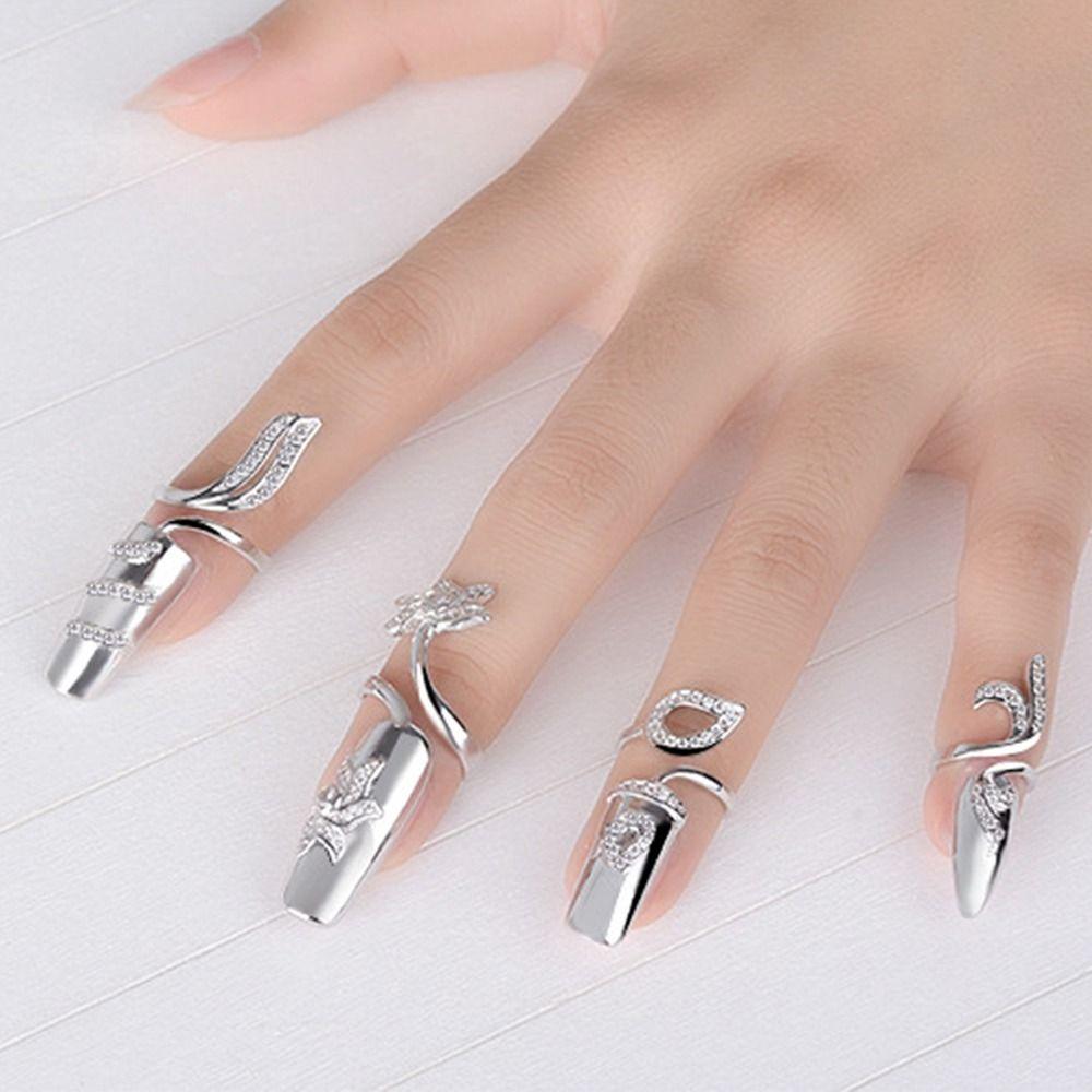 Zinc Zinc Alloy Opening Ring Charming Fingernail Protective Finger Ring Fashion Jewelry Women Nail Ring