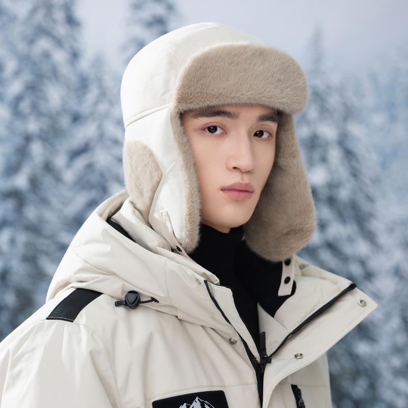 Plush Lei Feng Hat Autumn and Winter Hat Men and Women Casual Versatile Retro Warm Hat Outdoor Riding Cold Ear Protection Hat