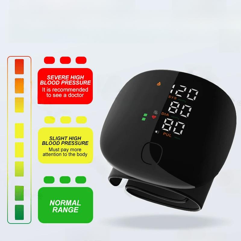 Portable Rechargeable Wrist Blood Pressure Monitor Voice Smart Touch LED Screen Digital Automatic BP Tonometer Heart Rate Pulse Tonometers Health Care