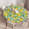 Plant Flower Patterns Round Tableclothes for Dining Table Fitted Table Protector Cover Elastic Edge Desk Decoration Waterproof