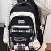Schoolbag wholesale 1011 large capacity student schoolbag plaid contrasting color college style multi-layer backpack short trip backpack female
