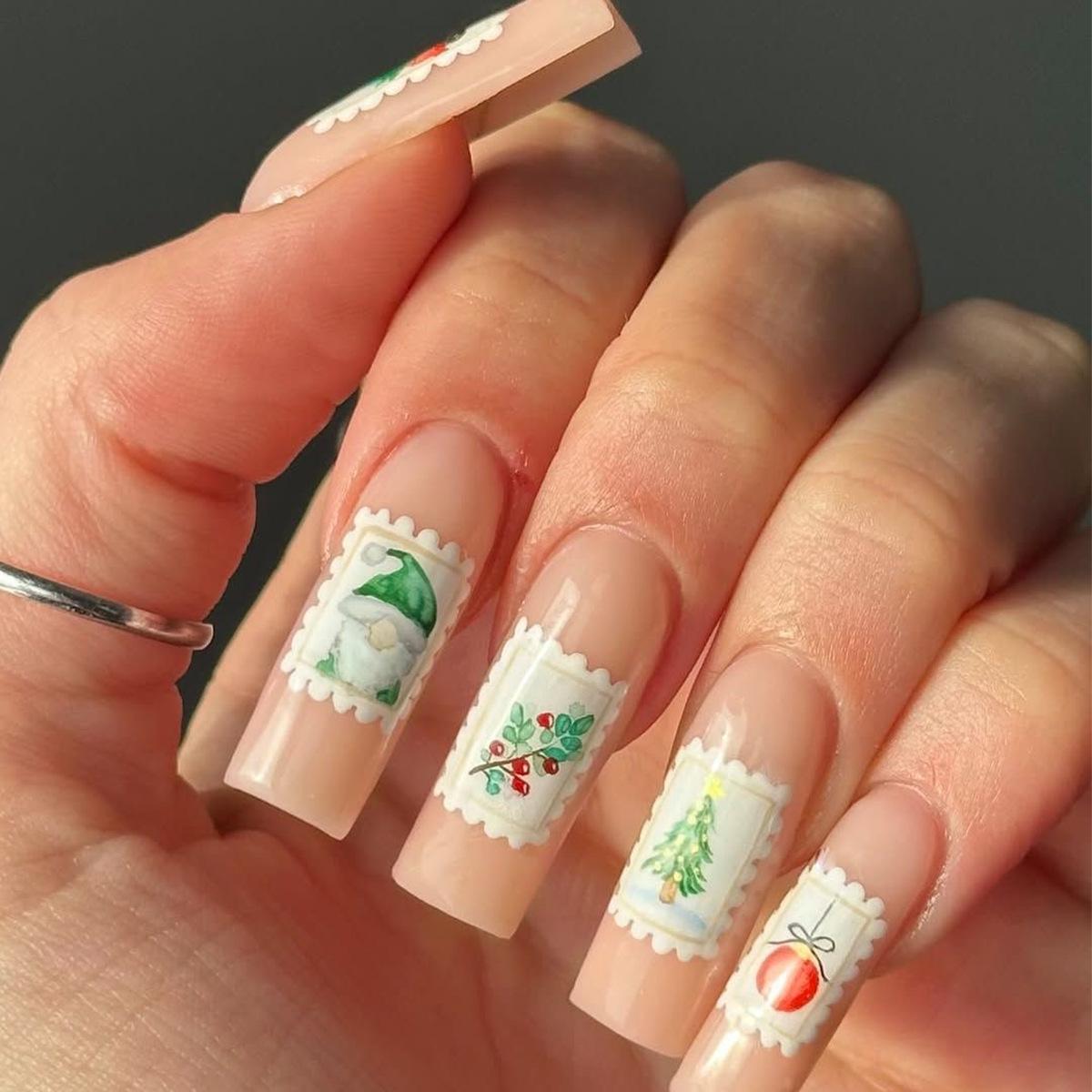 European & American Christmas Series: Cute Cartoon Candy Cane Nails Glue Adhesive