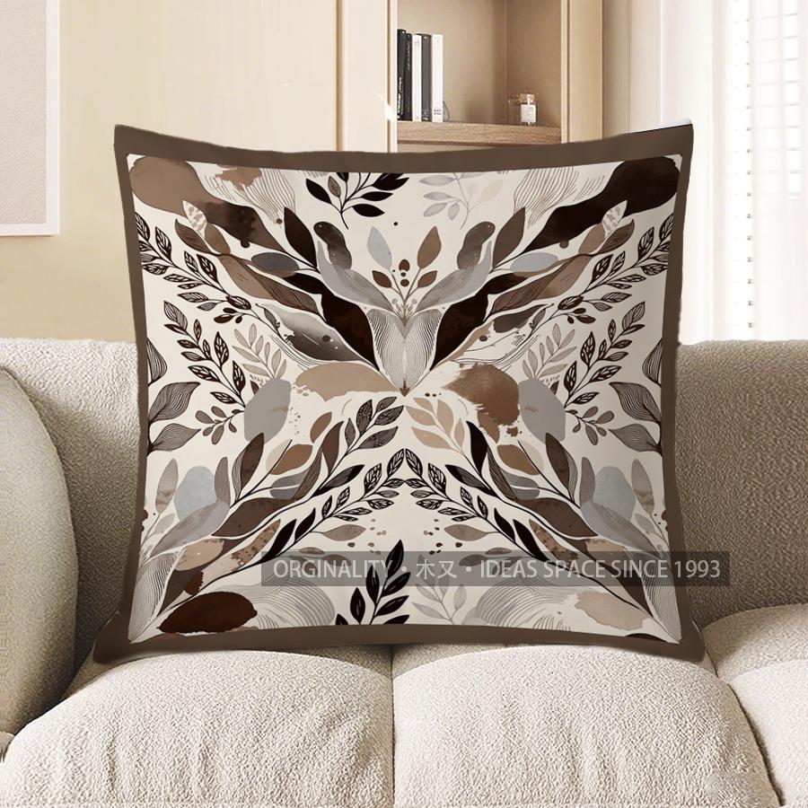 2D Floral Patterned Decorative Pillow Covers Set Pattern Cushion Cover Suitable For Sofa Bedroom Car Pillow Cover