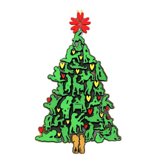 Yousheng The Naughty Tree Cheeky Christmas Ornament Green Tree Shaped Christmas Hanging Decor Funny Adults Posture Ornaments Gag Gifts for Couples
