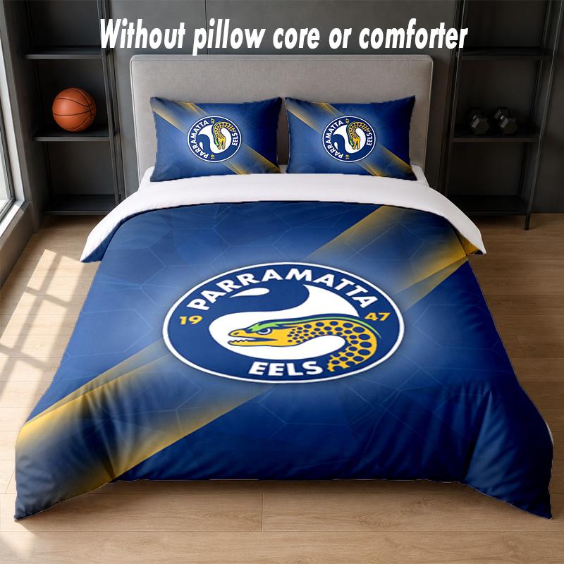 Parramatta Eels Design Bed Bedding Set 1 Duvet Cover + 2 Pillowcases Soft Breathable Household Bed Linens