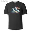 Mountain Printing Basic Cotton Men TShirt Relaxed Fit Round Neck Minimalist Style Unisex Casual Comfortable Top