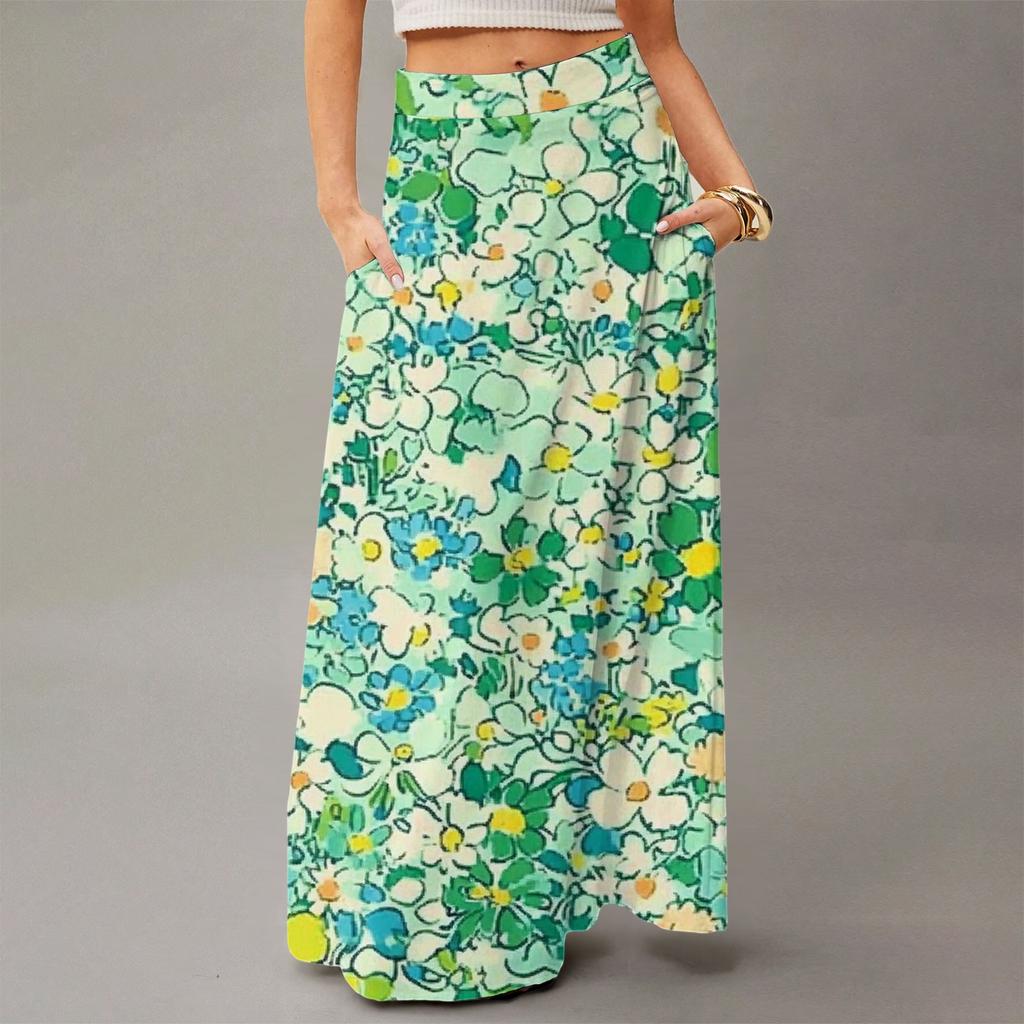 Abito Maxi Fluido da Donna Regolare Casual Estivo Stampa Floreale Bohemien Gonna