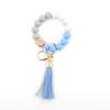 Silicone & Beech Wood Beaded Keychain Bracelet with Pendant