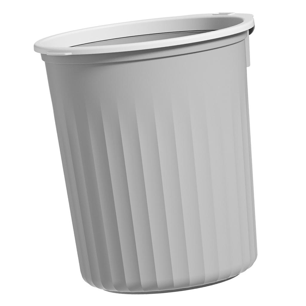 Garbage Container Bin Round Shaped Large Capacity Trash Can with Pressing Ring for Household Gray