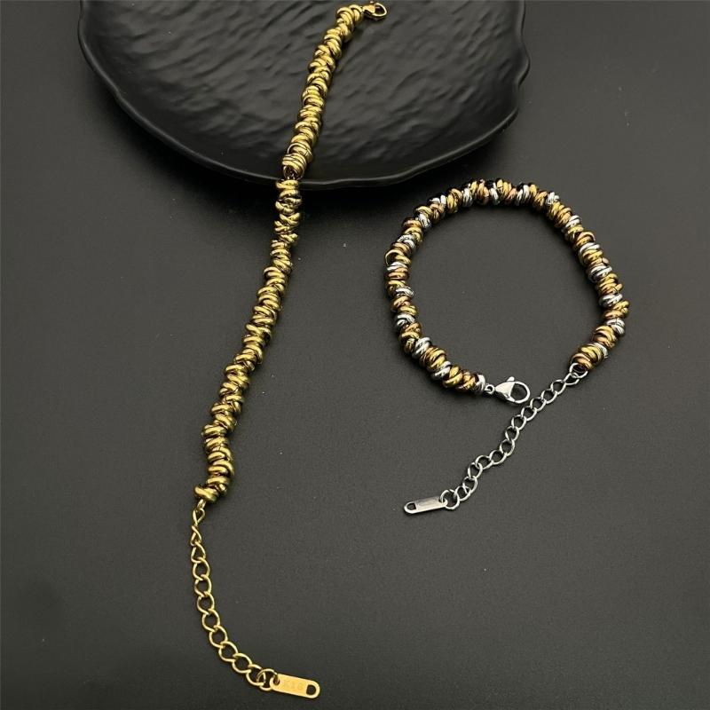 Retro Chain Bracelet in Stainless Steel with Lobster Clasp, Rounded Bead Links and Casual Daily Wear Looks for Styling