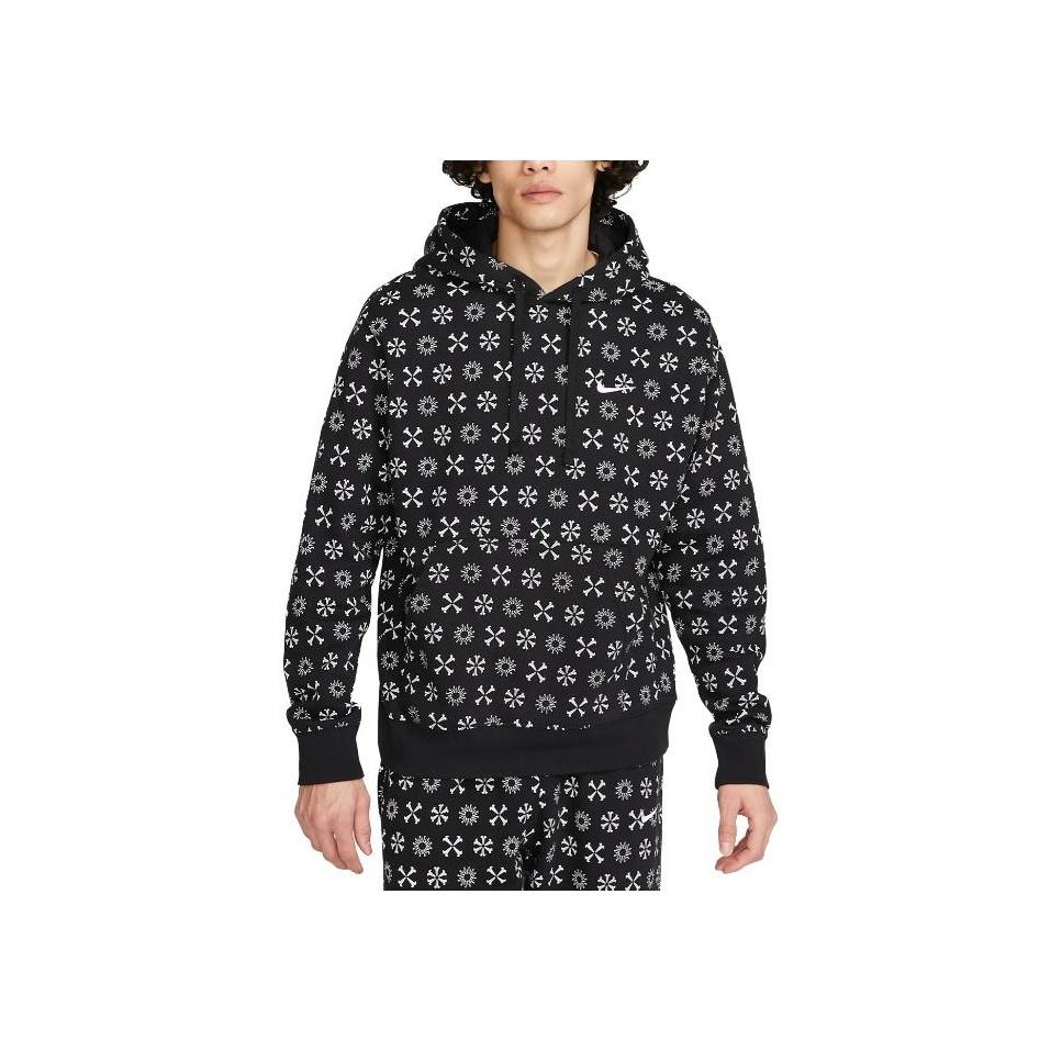 

Nike Solid Color Pocket Hoodie With All Over Logo Print Men hoodies Black FJ1635-011 M