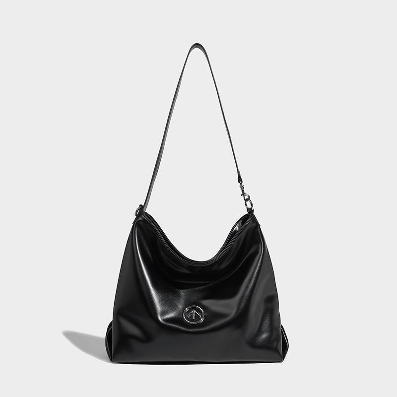 Women's Bag 2024 Spring/Summer New High-Quality Large-Capacity Black Soft Leather Tote Bag for Class and Commuting, Shoulder and Crossbody Bag