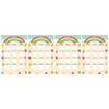 Teacher Birthday Board Poster Set, 4 Paper Classroom Charts with Monthly Name Sections for School Display and Daycare Use