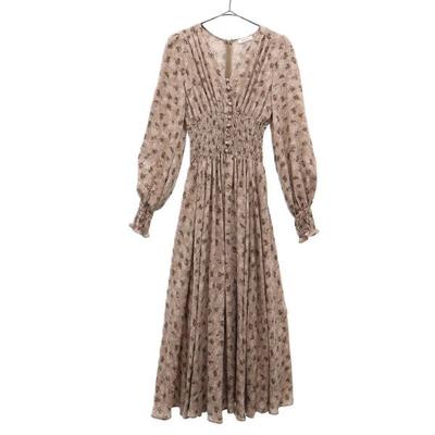 FRAY I.D 20AW FWFO205233 Floral Long Sleeve Waist Shirring Print One Piece Women Used