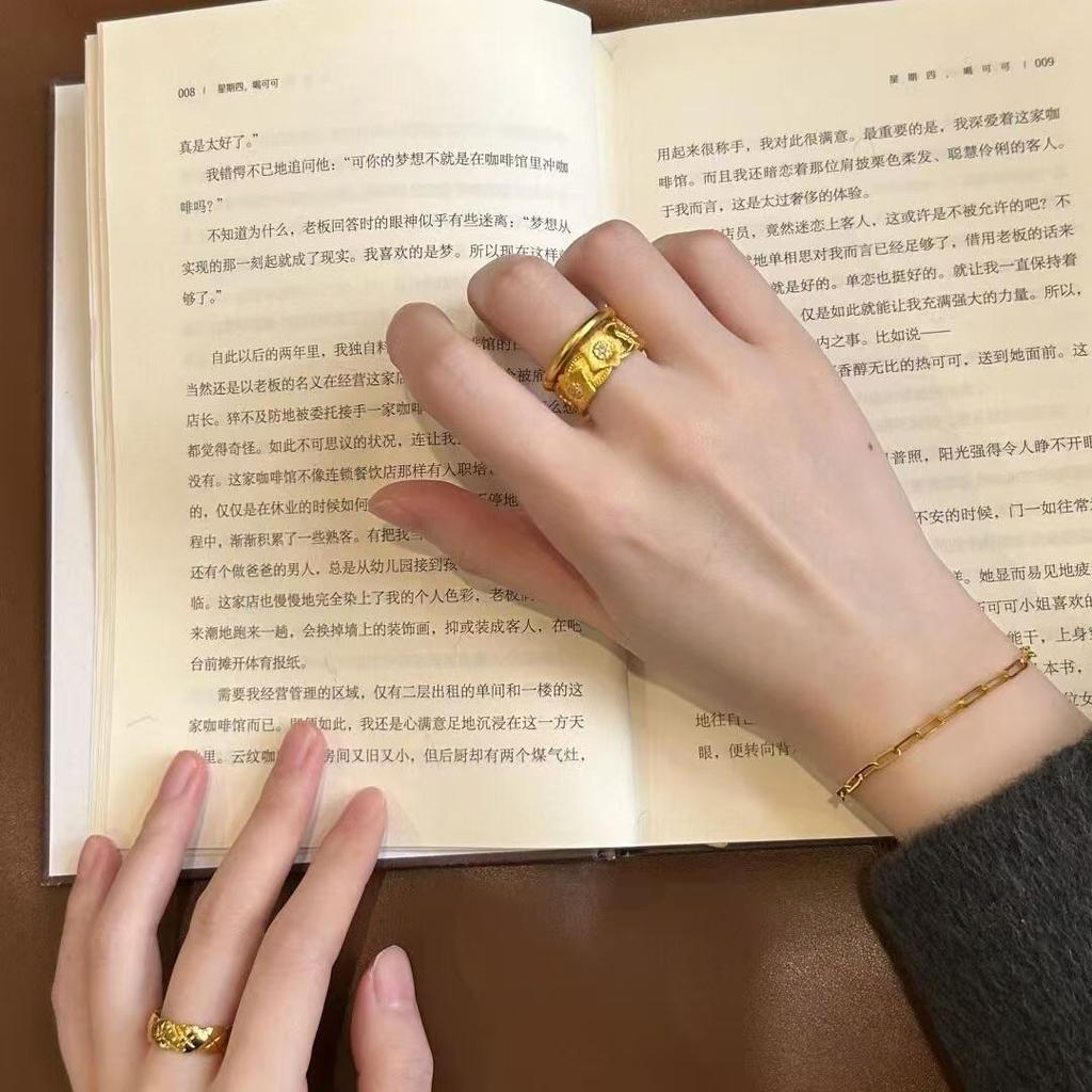 Gorgeous art Rose rings for women Vintage Stacking Style Chain Design flower Wide Ring Banquet  Gift Adjustable opening