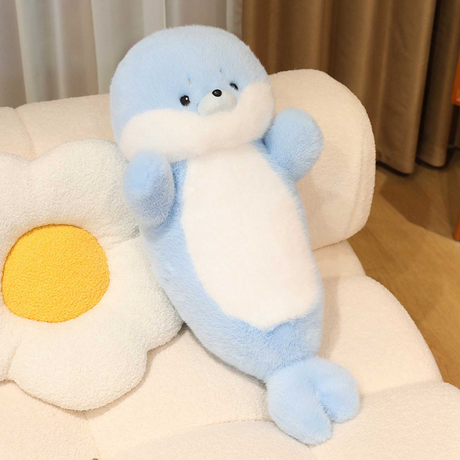 

Cute Blue Seal Plush Pillow, Soft Animal Stuffed Toy For Kids & Adults One Size