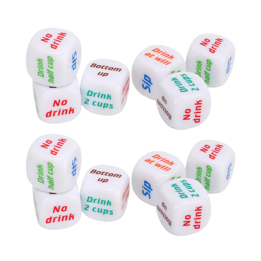 12PCS English Wine Order Dice White Dice Props Plastic Dice Toy for Bar Home Party