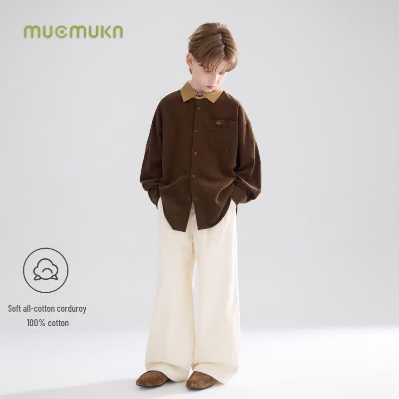 Mucmukn Kids' Vintage Corduroy Color Block Shirt