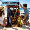 Custom Name Personalized Five Nights at Freddy's Print Beach Towel, for Trip Camping Beach Party Home Decor, Birthday Gift for Family & Friends