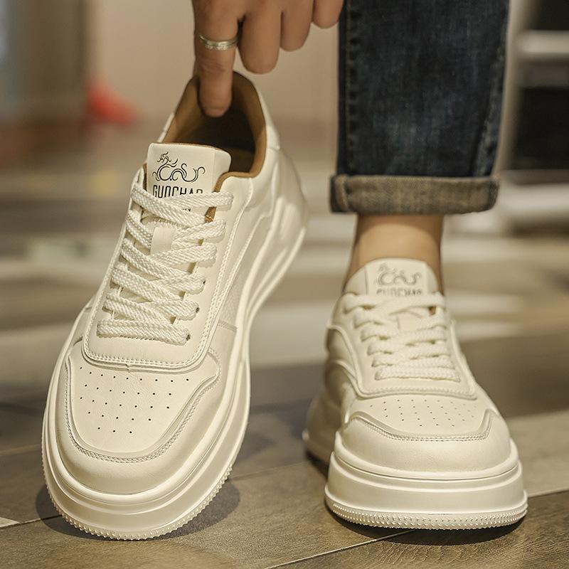 

Мужская обувь 2025 года, новый весенний тренд, универсальная спортивная и прогулочная обувь на платформе, нескользящая, небольшого размера, белая, легкая обувь 39