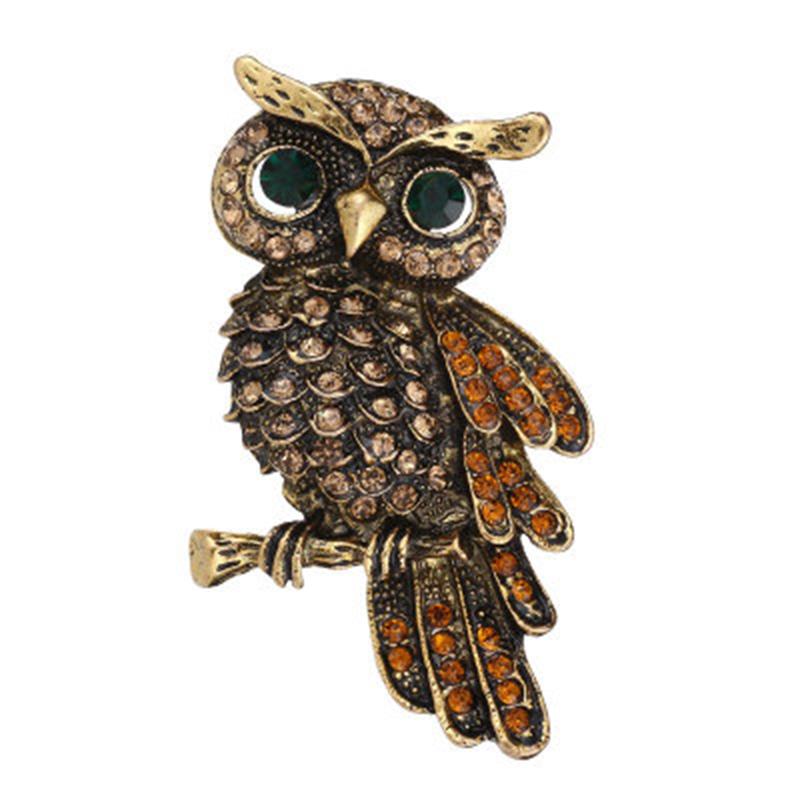 High End Luxury Diamond Studded Blue Cat Head Eagle Brooch, Retro High-End Feel, Women'S Clothing Anti Glare Pin