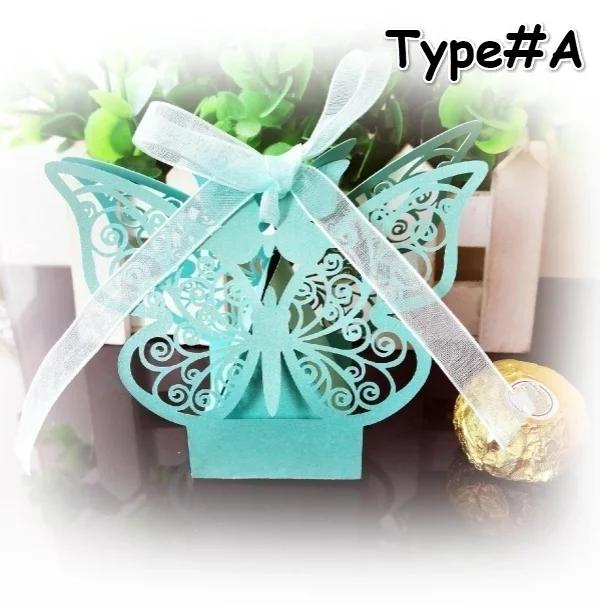 10 Pcs Hollow Butterfly Gift Paper Boxes Creative Laser Cutting Wedding Candy Dragee Box Cookie Carton Wrapping Package