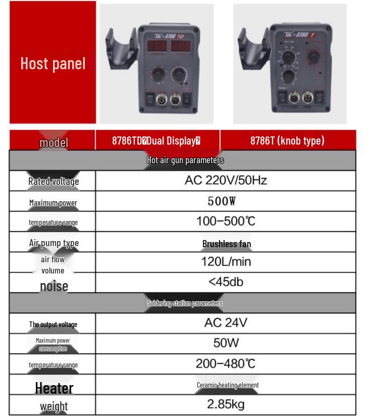 Tek TK8786D Dual Digital Soldering Station with Two-in-One Hot Air, Detachable Tip, and Auto Sleep