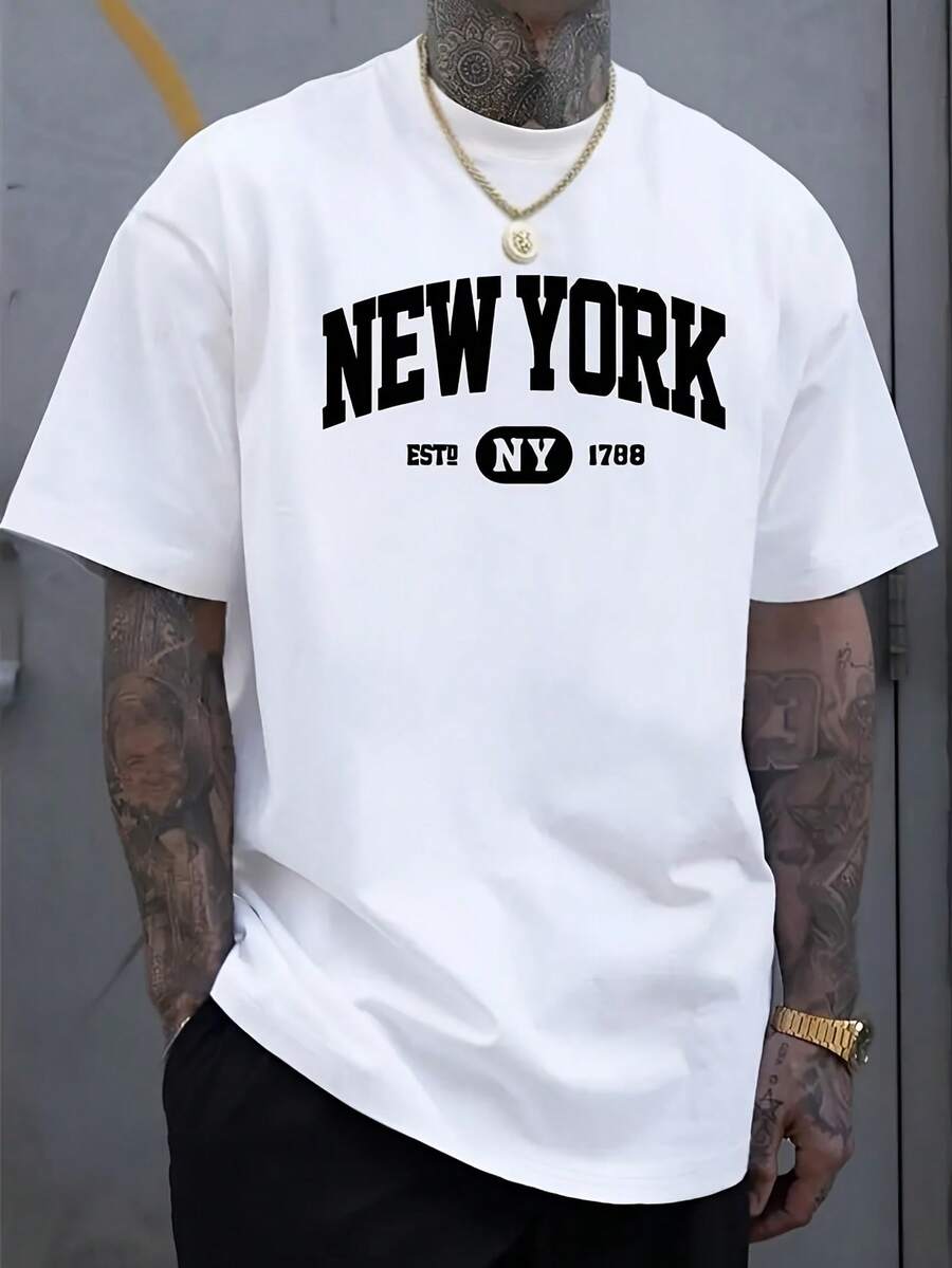 Unisex s New York Graphic T-Shirt - Soft, Breathable Polyester Casual Summer T-Shirt With Bold NEW YORK Print XXL