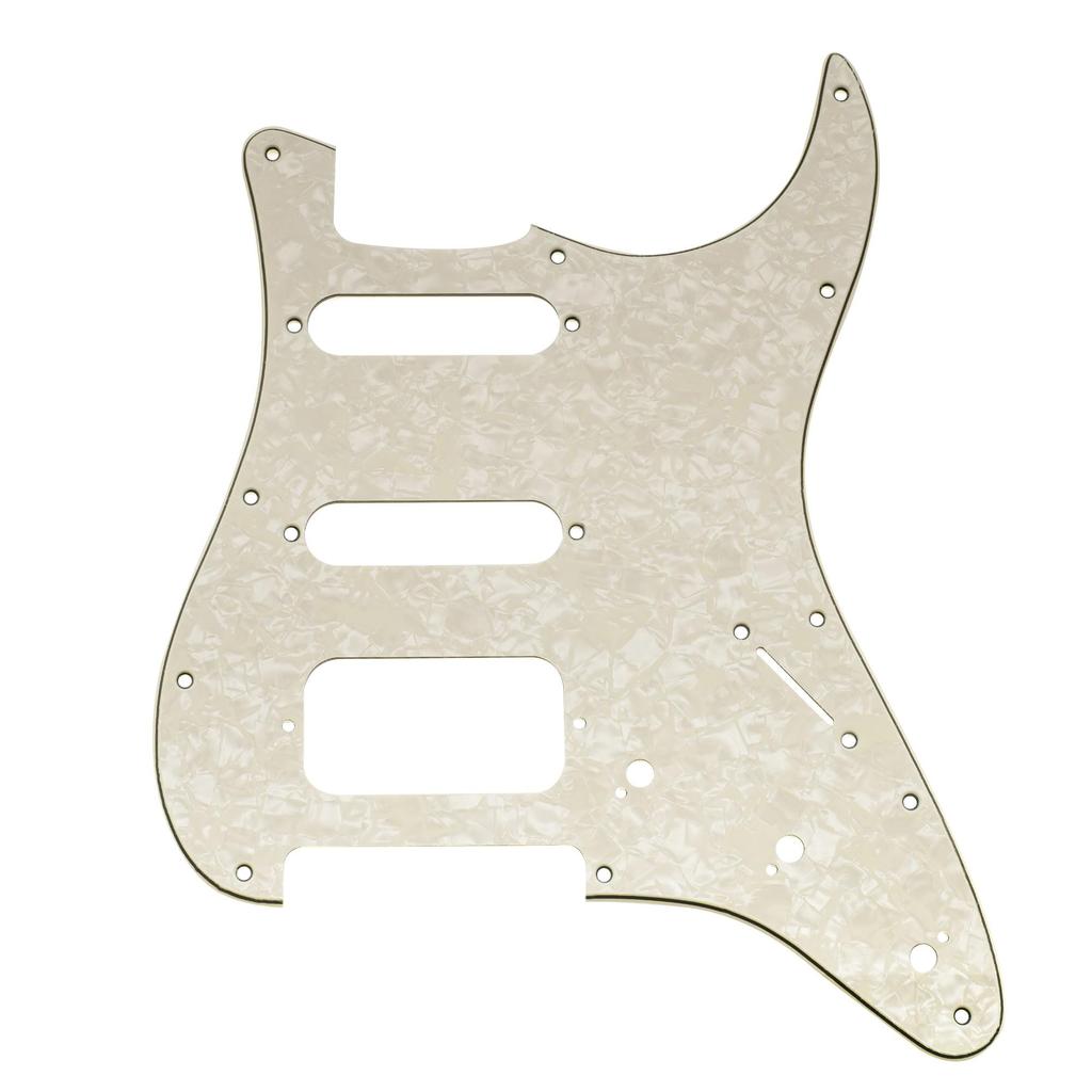 Musiclily Pro ST HSS Pickguard for Squier Sonic Strat Electric Aged White 11-hole Guitar, 4-ply, Pearl.