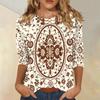 Women Casual Loose Fit Printed Top Three Quarter Sleeve Blouse Lightweight Comfortable Soft Fabric Stylish Design
