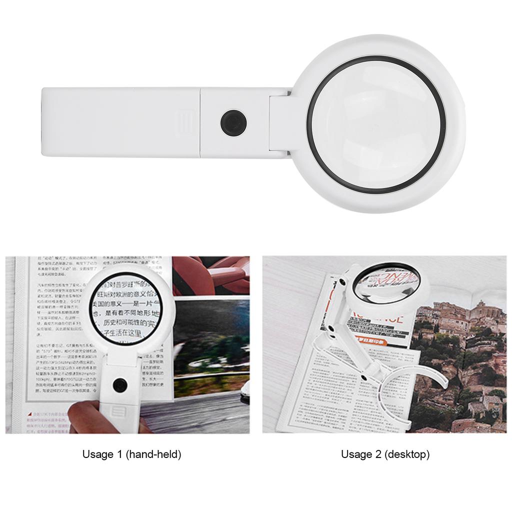 5x 11x Magnifying Glass USB 8 LED Lights Illuminated Portable Magnifying Glass for Elderly