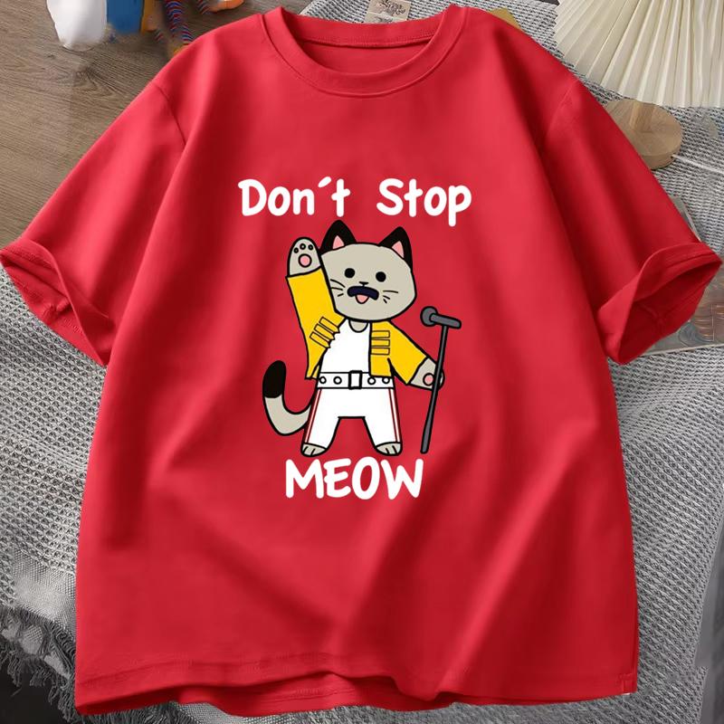 Смешная кошка Не останавливай меня Мяу Принт с буквами Женская Мужская Для любителей кошек Летняя футболка с коротким рукавом Круглый вырез Повседневная Летняя Унисекс Топ S красный