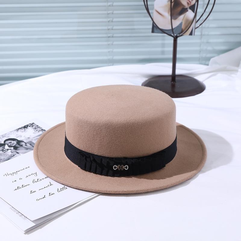 

Новая осенне-зимняя плоская шляпа, ретро шляпа из шерстяного войлока, темпераментный модный стиль, цилиндр хаки